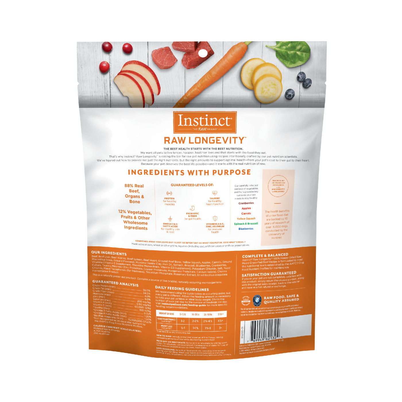 Instinct Raw Longevity Freeze Dried Bites Adult Dog Food Beef - 16oz