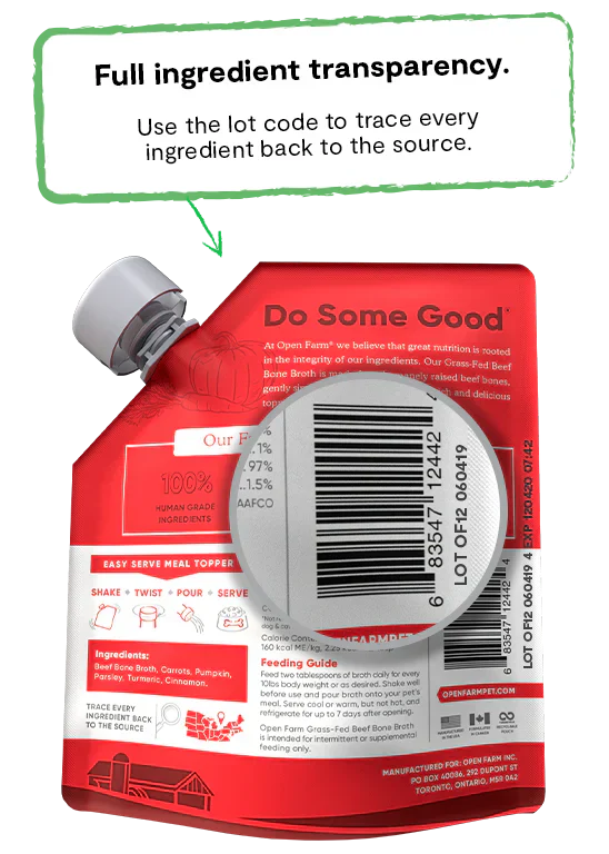 Open Farm Grass Fed Beef Bone Broth For Dogs & Cats - 12oz
