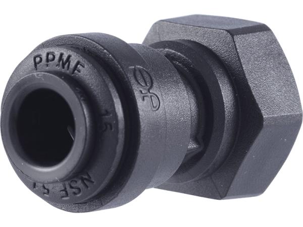 John Guest Reverse Osmosis RO Fitting Black - PP450822E Female Adapter 1/4 Inch (NPTF Thread)
