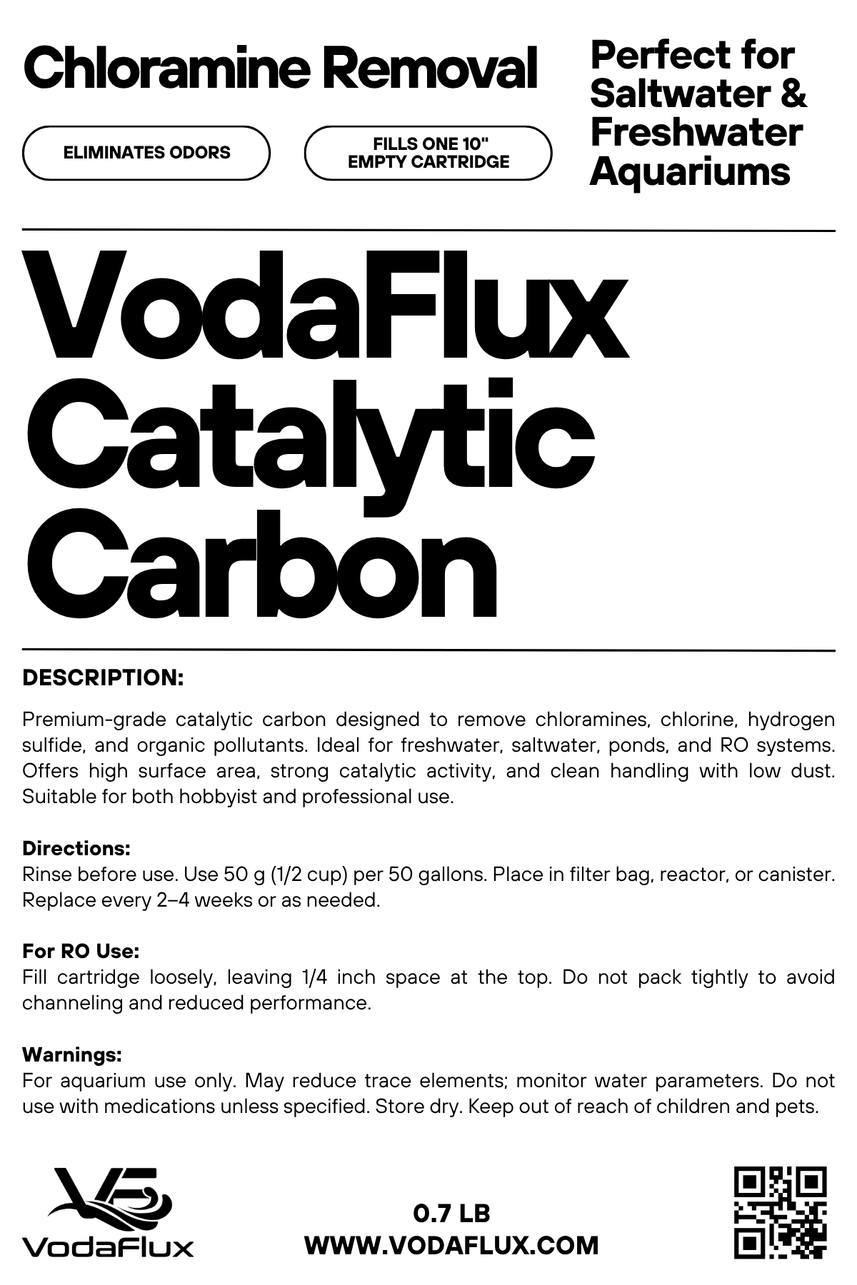 VodaFlux Catalytic Carbon - Chloramine Removal - 0.7 lb