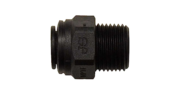 John Guest Reverse Osmosis RO Fitting - PP010821E  Black Straight Adaptor 1/4 Inch Tube x 1/8 Inch NPTF Thread