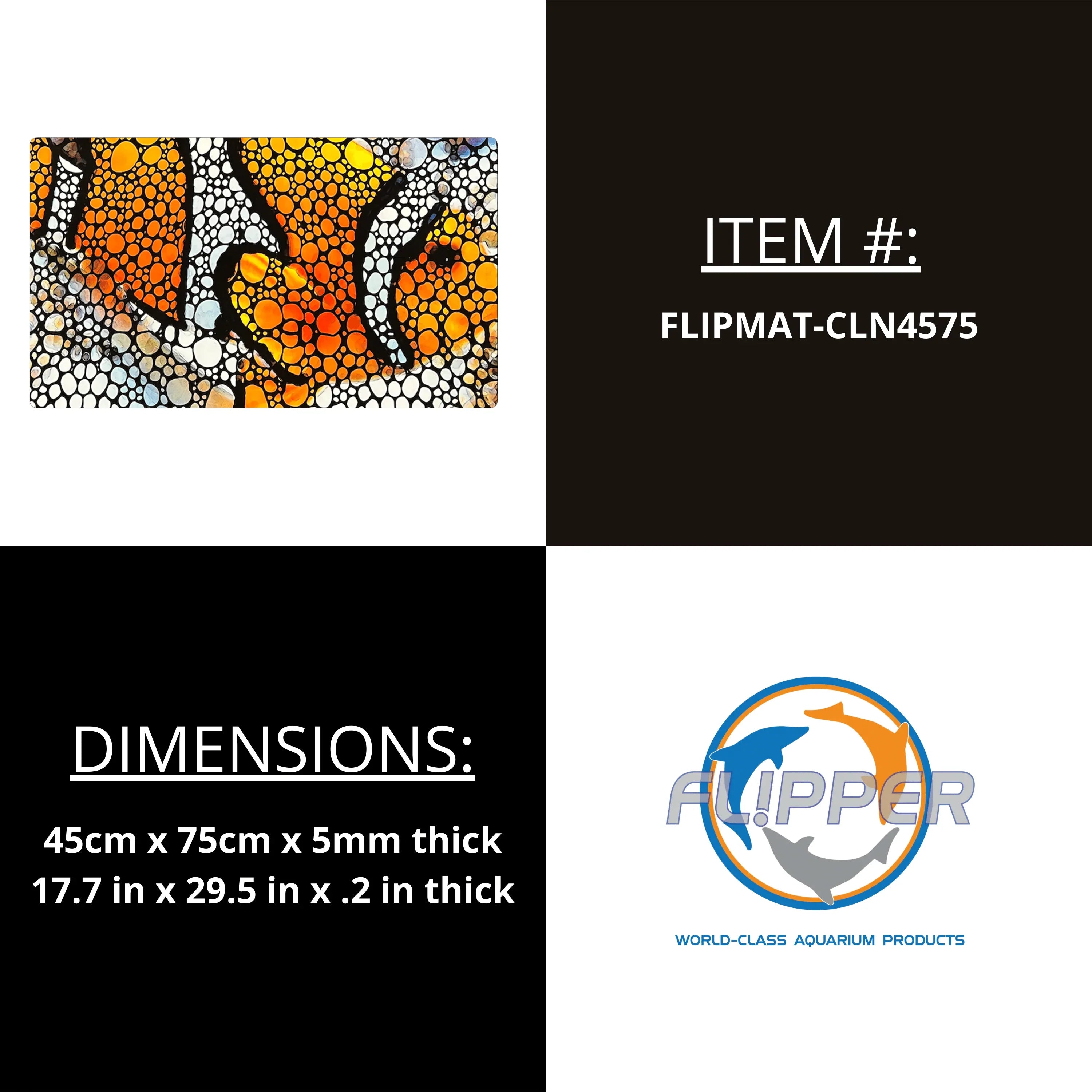 Flipper Aquarium Mat with Clownfish Artwork – waterproof and cushioned for Aquariums, Floor Mat, Desk Pad, and Decorative Gift for Hobbyists