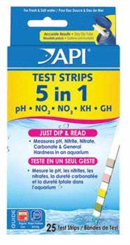 API 5 in 1 Aquarium Test Strips - 25 pk - Freshwater-Saltwater