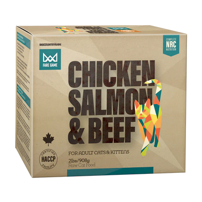 Big Country Raw Fare Game Chicken, Salmon and Beef Raw Frozen Cat Food - 2lb