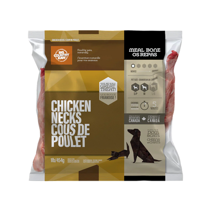 Big Country Raw Frozen Chicken Neck for Cats and Dogs - 1lb