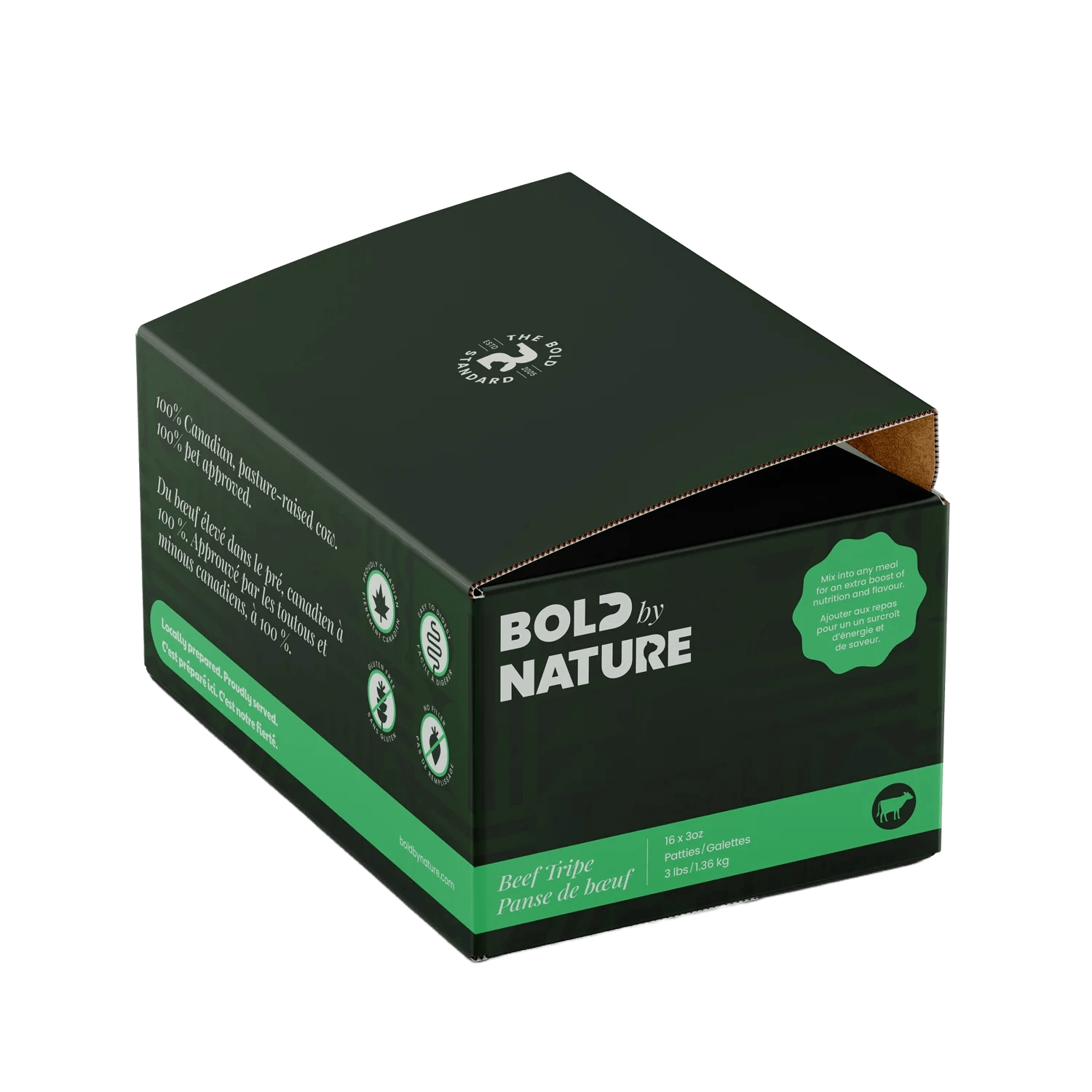 Bold By Nature Raw Beef Tripe for Dogs - 3lb - The Pet Source