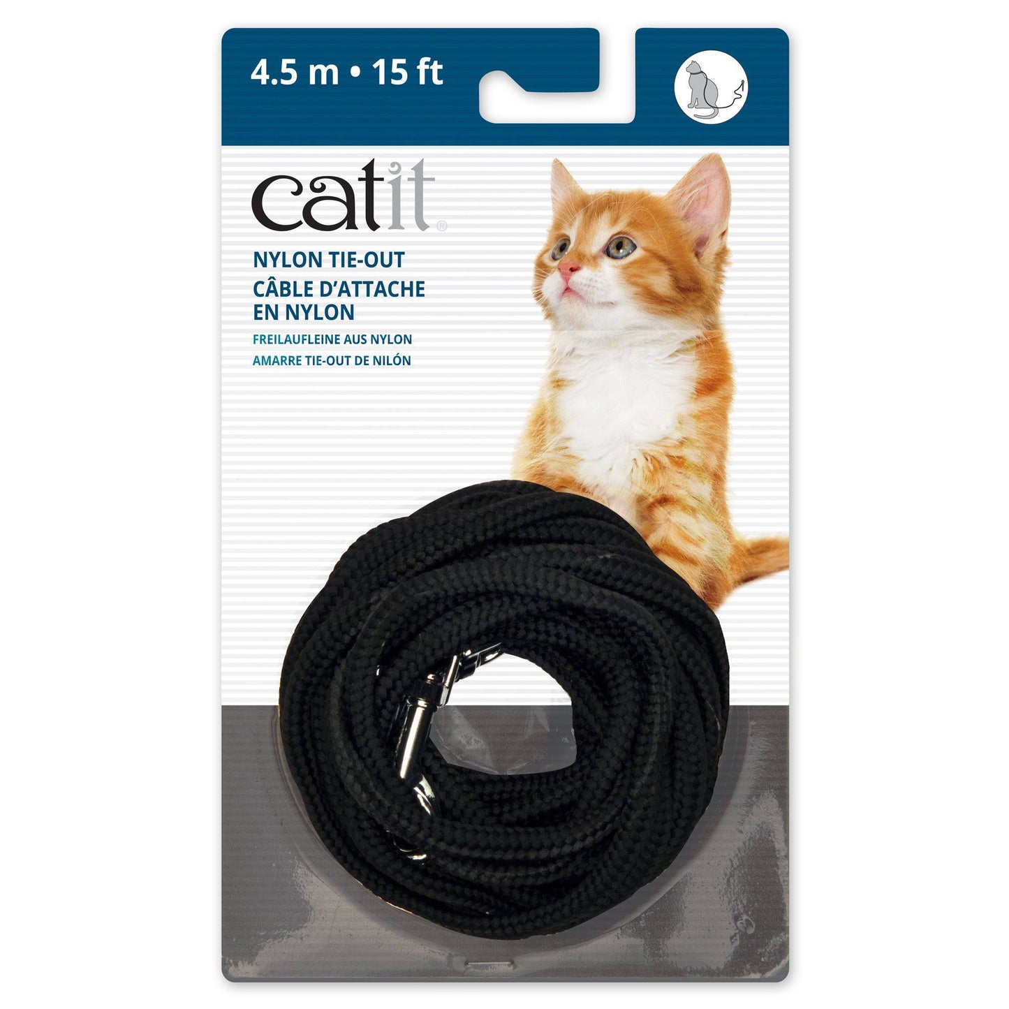 Catit Nylon Tie-out - Black - 15ft - The Pet Source