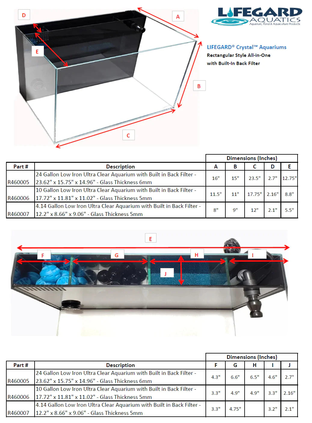 Lifegard Aquatics 45 Degree Low Iron Ultra Clear Aquarium with Built in Back Filter (24 gallons, 23.62" x 15.75" x 14.96")