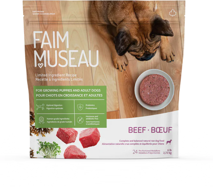 Faim Museau Simply Beef Raw Frozen Dog Food - 6lb