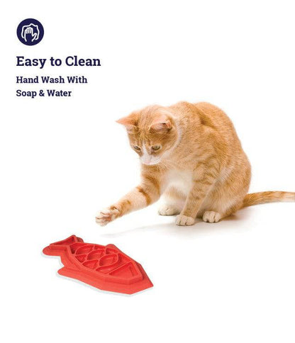 Petstages Fishie Fun Feed Mat Cat Slow Feeder Pink - The Pet Source