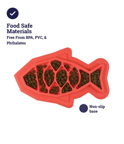 Petstages Fishie Fun Feed Mat Cat Slow Feeder Pink - The Pet Source