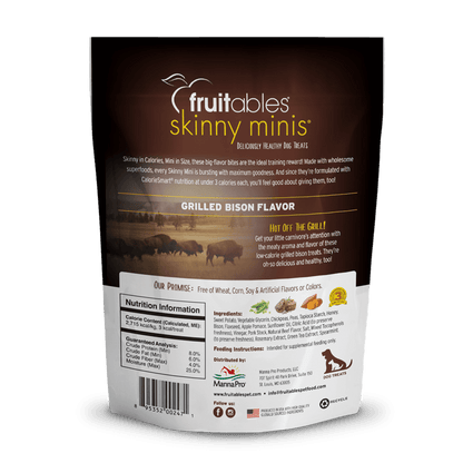 Fruitables Skinny Minis Grilled Bison Dog Treats - 12 oz - The Pet Source