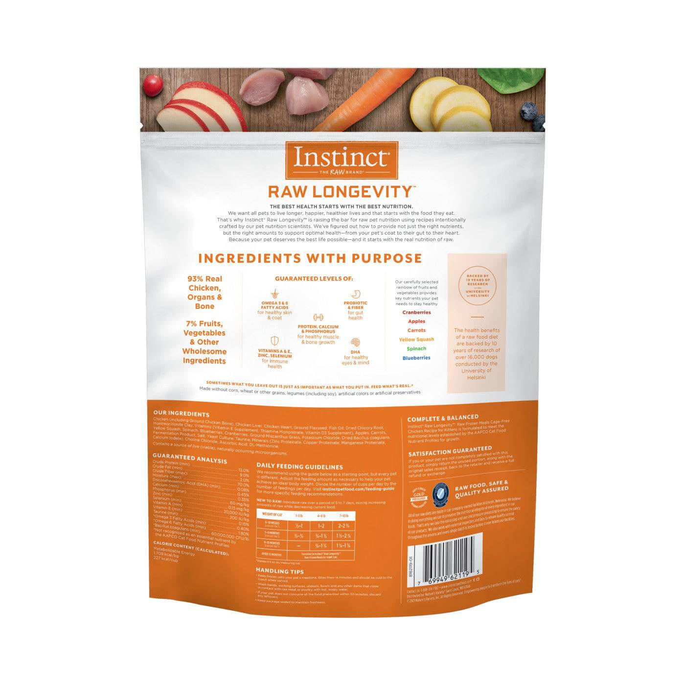 Instinct Raw Longevity Kitten Frozen Bites Chicken Cat Food - 2.5lb - The Pet Source