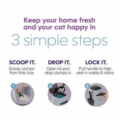 Litter Genie Plus Cat Litter Pail Disposal System - Silver - The Pet Source