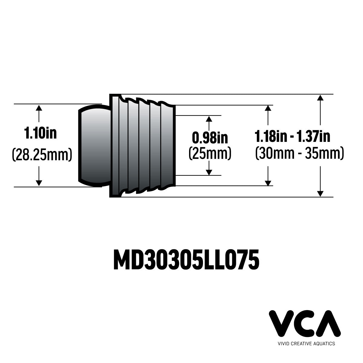 Multiadapter 3035LL075 – 30mm-35mm Pipe to 3/4 in Modular Hose Flex-Series Adapter