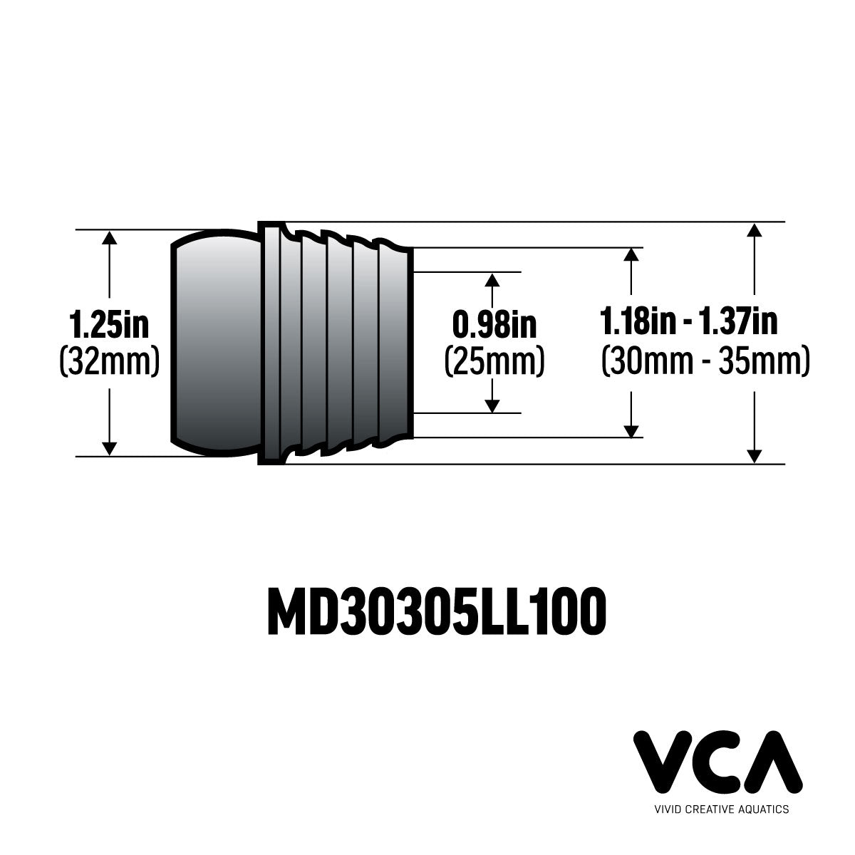 Multiadapter 3035LL100 – 30mm-35mm Pipe to 1in Jumbo Modular Hose Flex-Series Adapter