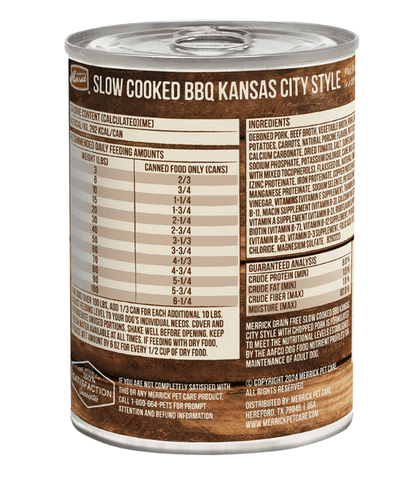 Merrick Slow-Cooked BBQ Kansas City Style with Chopped Pork Adult Dog Food - 12.7 oz - The Pet Source