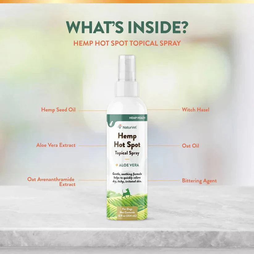 NaturVet Hemp Hot Spot Spray - 12oz - The Pet Source