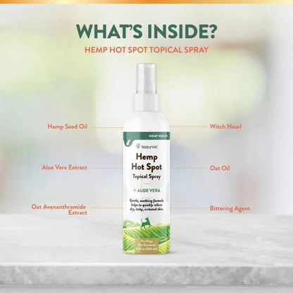 NaturVet Hemp Hot Spot Spray - 12oz - The Pet Source