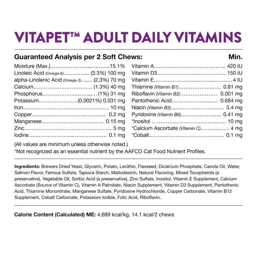 NaturVet VitaPet Adult Daily Vitamins Cat Soft Chews - 60ct - The Pet Source