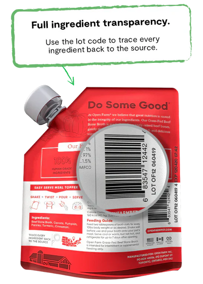 Open Farm Grass Fed Beef Bone Broth For Dogs & Cats - 12oz