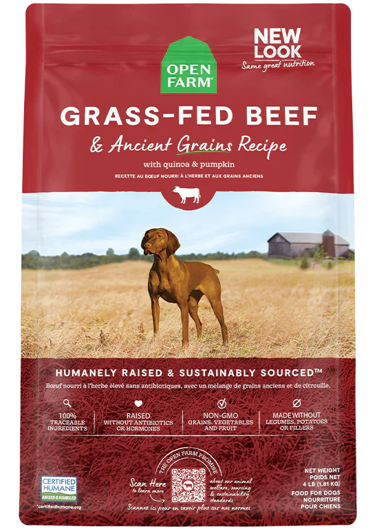 Open Farm Grass Fed Beef & Ancient Grains Dry Dog Food - 4lb