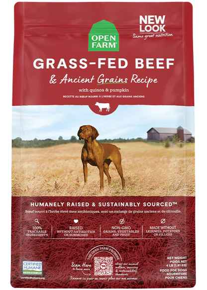 Open Farm Grass Fed Beef & Ancient Grains Dry Dog Food - 4lb