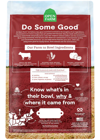 Open Farm Grass Fed Beef & Ancient Grains Dry Dog Food - 22lb