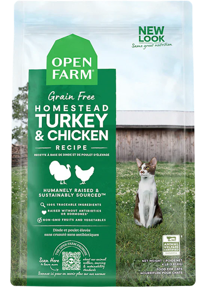 Open Farm Homestead Turkey & Chicken Dry Cat Food - 4lb