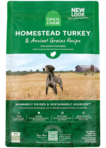 Open Farm Homestead Turkey & Ancient Grains Dry Dog Food - 4lb