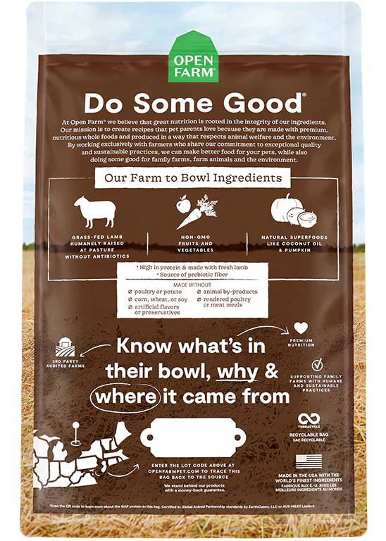 Open Farm Pasture Raised Lamb Grain Free Dry Dog Food - 4lb