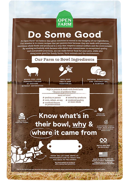 Open Farm Pasture Raised Lamb Grain Free Dry Dog Food - 4lb