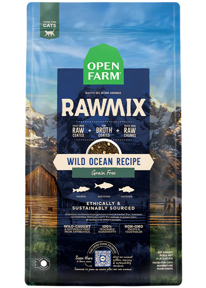 Open Farm Wild Ocean Grain Free RawMix Dry Cat Food - 8lb