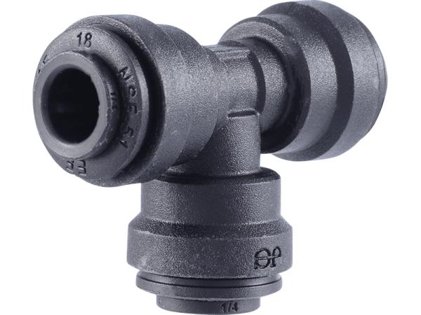 John Guest Reverse Osmosis RO Fitting Black - PP0208E Black Union Tee 1/4 Inch