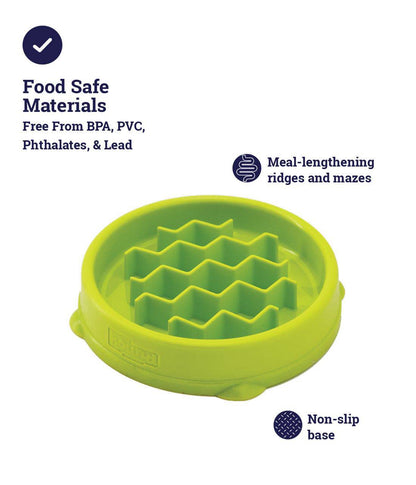 Petstages Kitty Slow Feeder Cat Bowl Green - The Pet Source