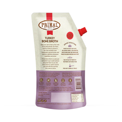 Primal Frozen Bone Broth Turkey Recipe for Cats & Dogs - 20oz