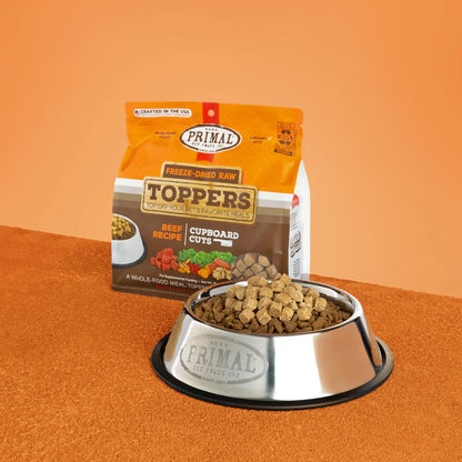 Primal Cupboard Cuts Freeze Dried Raw Toppers for Cat & Dog Beef Recipe - 18oz