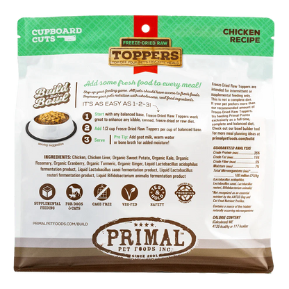 Primal Cupboard Cuts Freeze Dried Raw Toppers for Cat & Dog Chicken Recipe - 3.5oz