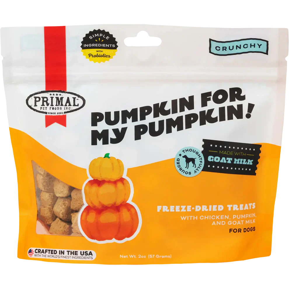 Primal Freeze Dried Raw Dog Treats Pumpkin for My Pumpkin Chicken, Pumpkin & Goat Milk - 2oz