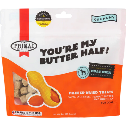 Primal Freeze Dried Raw Dog Treats You're My Butter Half Chicken, Peanut Butter & Goat Milk - 2oz
