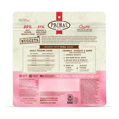 Primal Freeze Dried Raw Nuggets Cat Food Beef & Salmon Recipe - 14oz