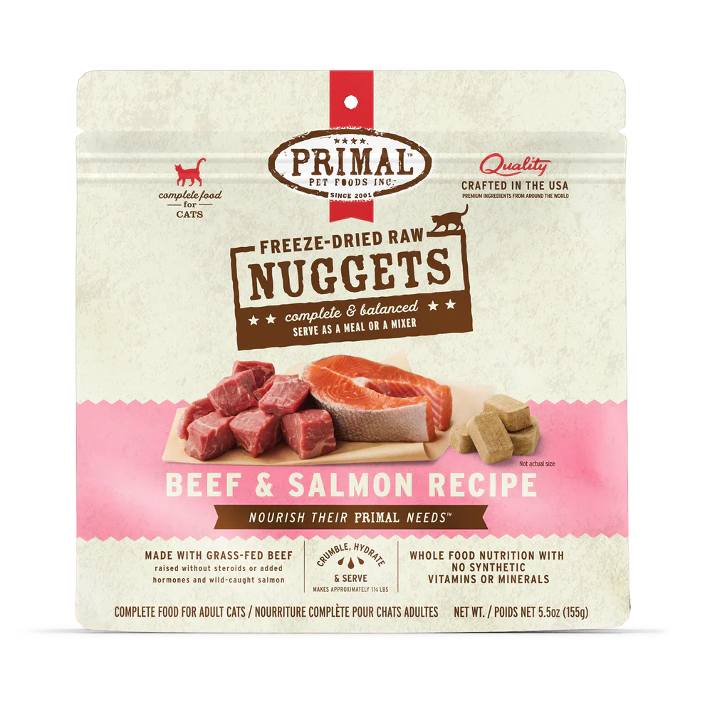 Primal Freeze Dried Raw Nuggets Cat Food Beef & Salmon Recipe - 14oz