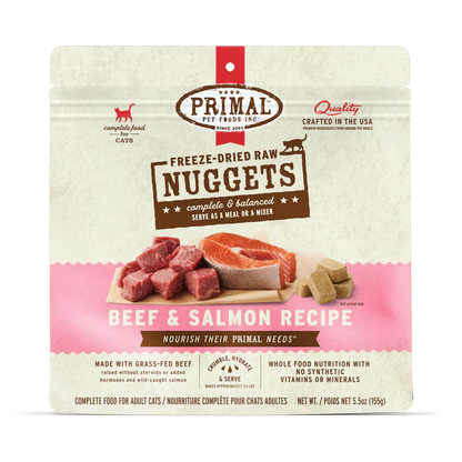 Primal Freeze Dried Raw Nuggets Cat Food Beef & Salmon Recipe - 14oz