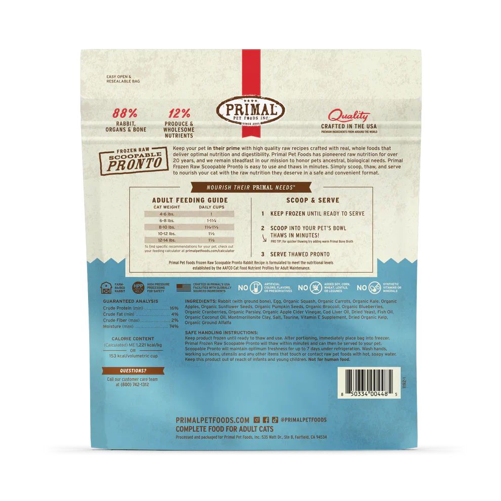 Primal Freeze Dried Raw Nuggets Cat Food Rabbit Recipe - 5.5oz