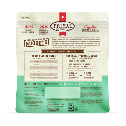Primal Freeze Dried Raw Nuggets Dog Food Chicken Recipe - 5.5oz
