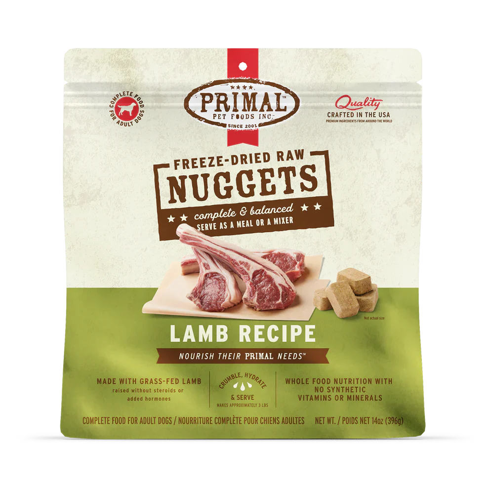 Primal Freeze Dried Raw Nuggets Dog Food Lamb Recipe - 14oz