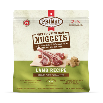 Primal Freeze Dried Raw Nuggets Dog Food Lamb Recipe - 14oz