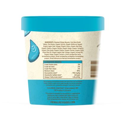 Primal Omega Mussels Recipe Raw Frozen Fresh Toppers for Cats & Dogs - 16oz