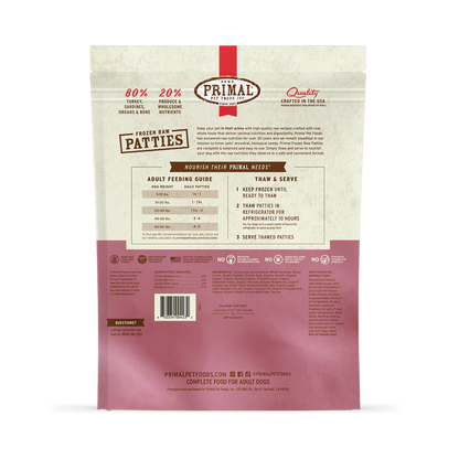 Primal Patties Turkey & Sardine Recipe Raw Frozen Dog Food - 18lb
