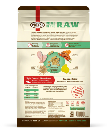 Primal Kibble in the Raw Dog Food Chicken Recipe - 1.5lb